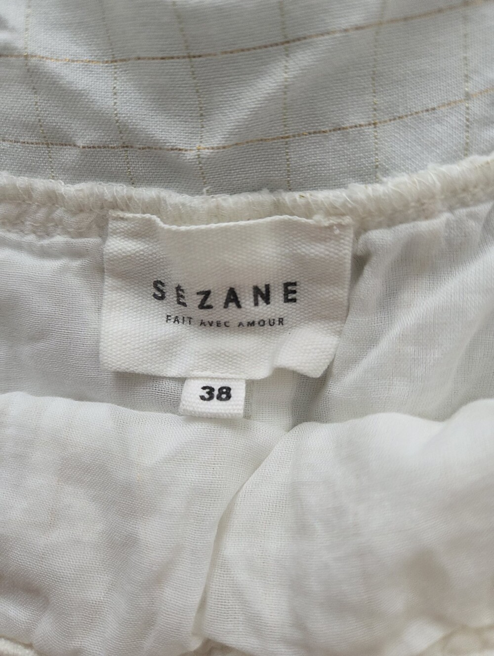 Sézane White Cotton Top - White And Gold